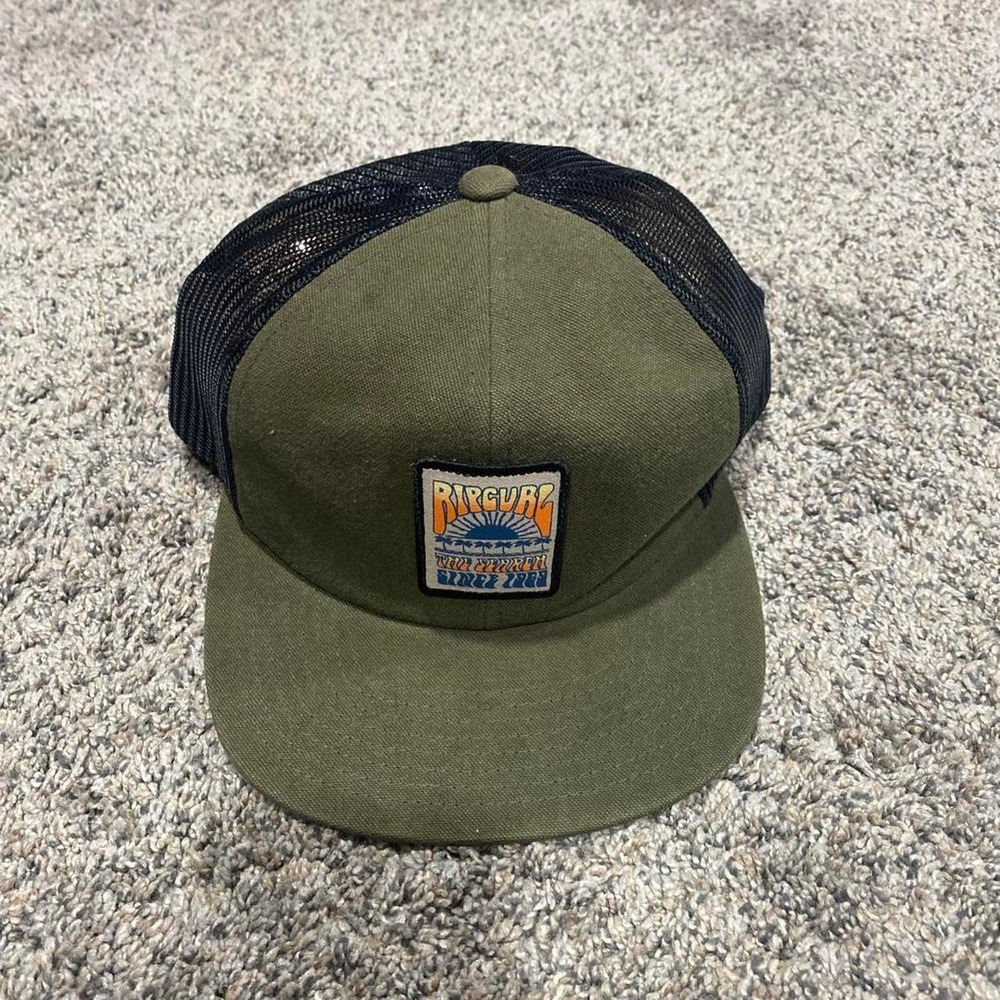 Rip Curl Trucker Hat Olive Green Mesh Back Adjustable OS Excellent